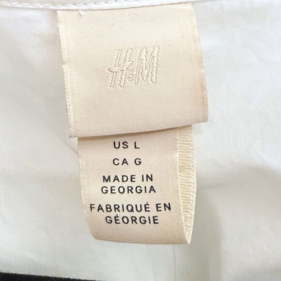 NEW H&M Women’s Large White Poplin Cotton Wrap Waist Belt Tie Blouse Top - Picture 4 of 9